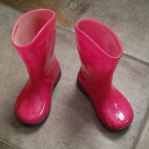 Pink rain boots